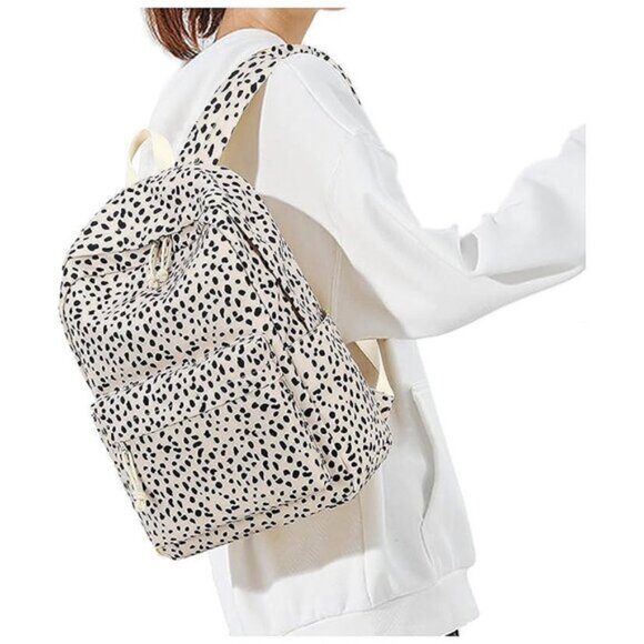 Large Corduroy Bookbag Lightweight 17 inch Leopard-apricot - Picture 7 of 8